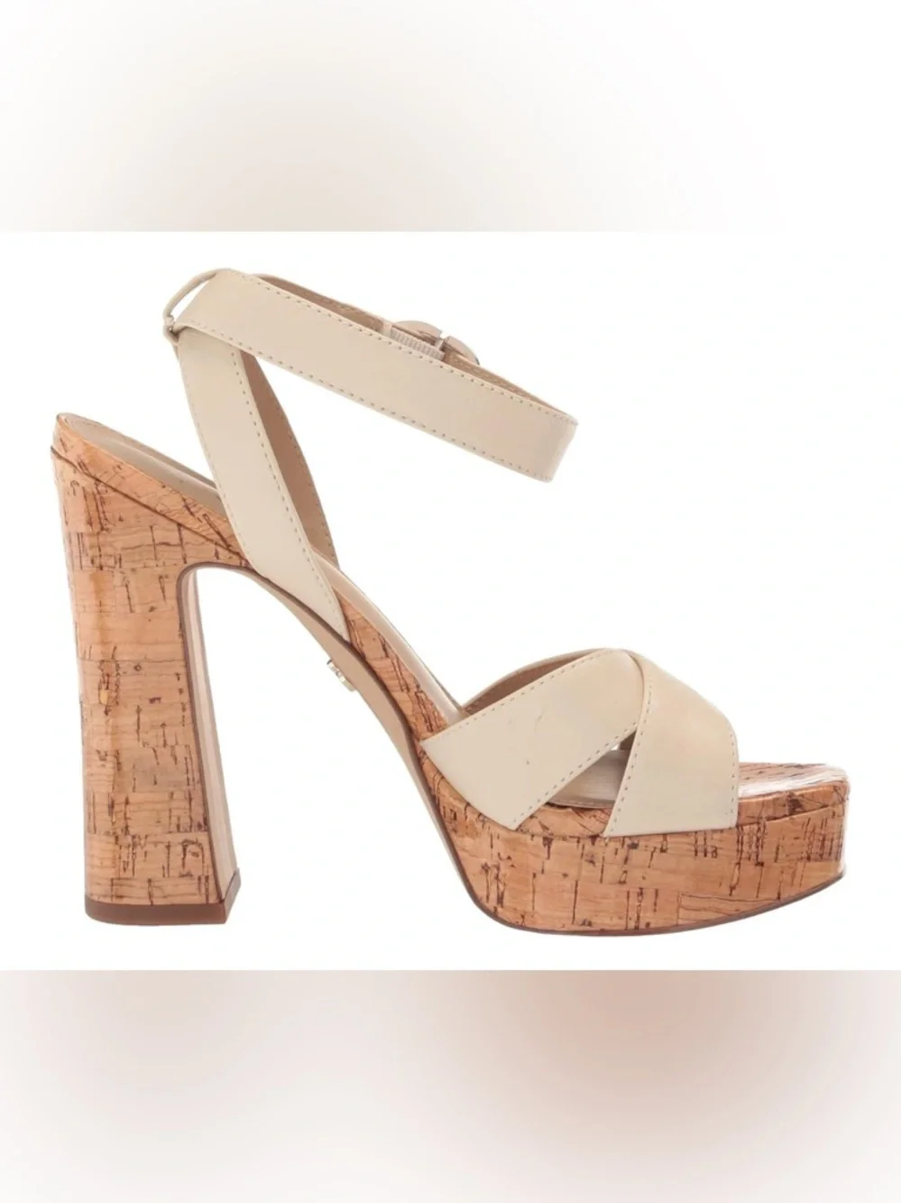 🔻Sam Edelman Kayna Cork Platform Ankle-Strap Heels | Sz. 6M | Ivory (NWB) - Picture 3 of 7